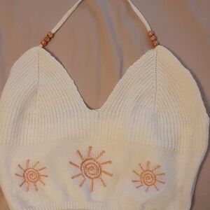 ROMWE | Hippie Spring /Summer 2XL Sun Embroidery Halter Knit NWT